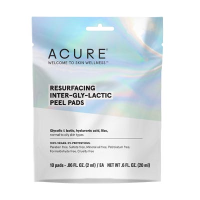 Acure. Resurfacing Inter-gly-lactic Peel Pads, pads para peeling casero. 10 pads