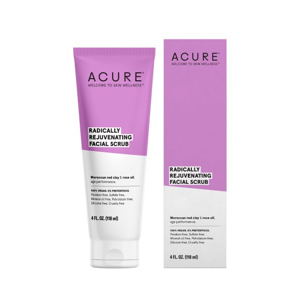 Acure. Radically Rejuvenating Facial Scrub, exfoliante con antioxidantes.  118 ml 